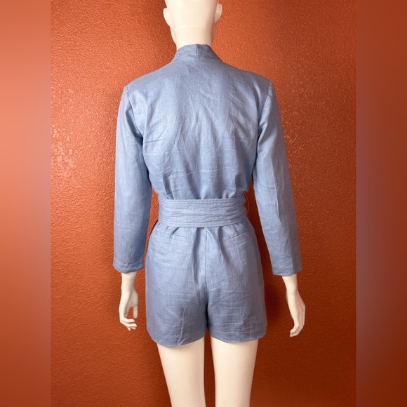 Karina Grimaldi Blue Linen Romper Women's Robe Size Small - Picture 11 of 12